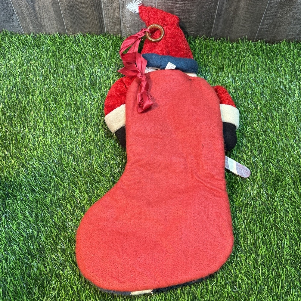 Vintage Santa Claus Christmas Stocking Plush Patchwork Felt Decor 26" - Picture 4 of 10